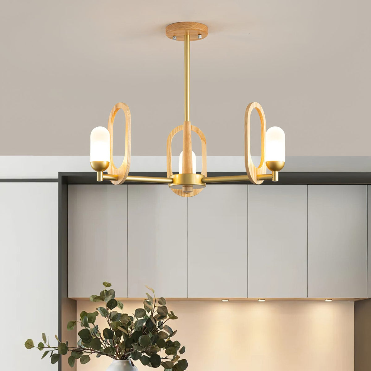 Wood Art Halo Chandelier