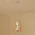 Wood Bird Resin Pendant Light