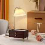 Reclaimed Wood Drawer Table Lamp with Fabric Shade