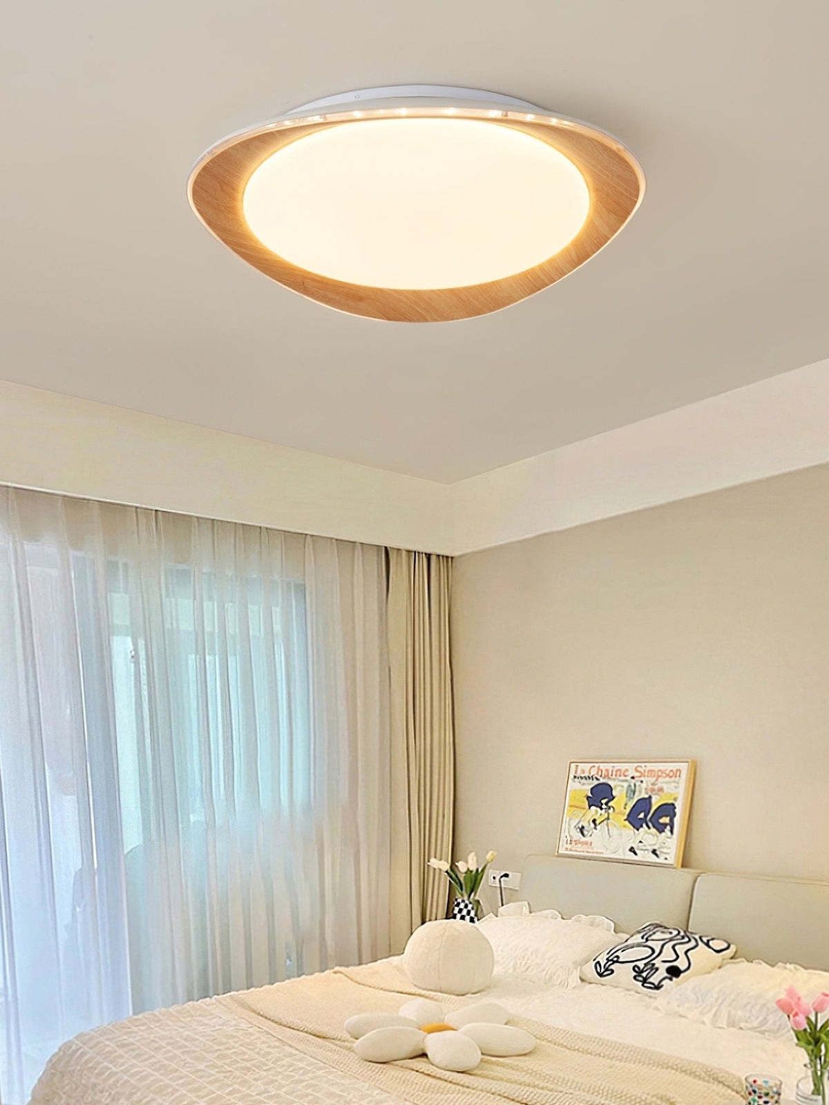 Wood Grain Flying Cake Ceiling Lamp