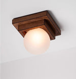 Layered Wood Globe Wall Sconce | Modern LED Wall Light for Bedroom & Living Room