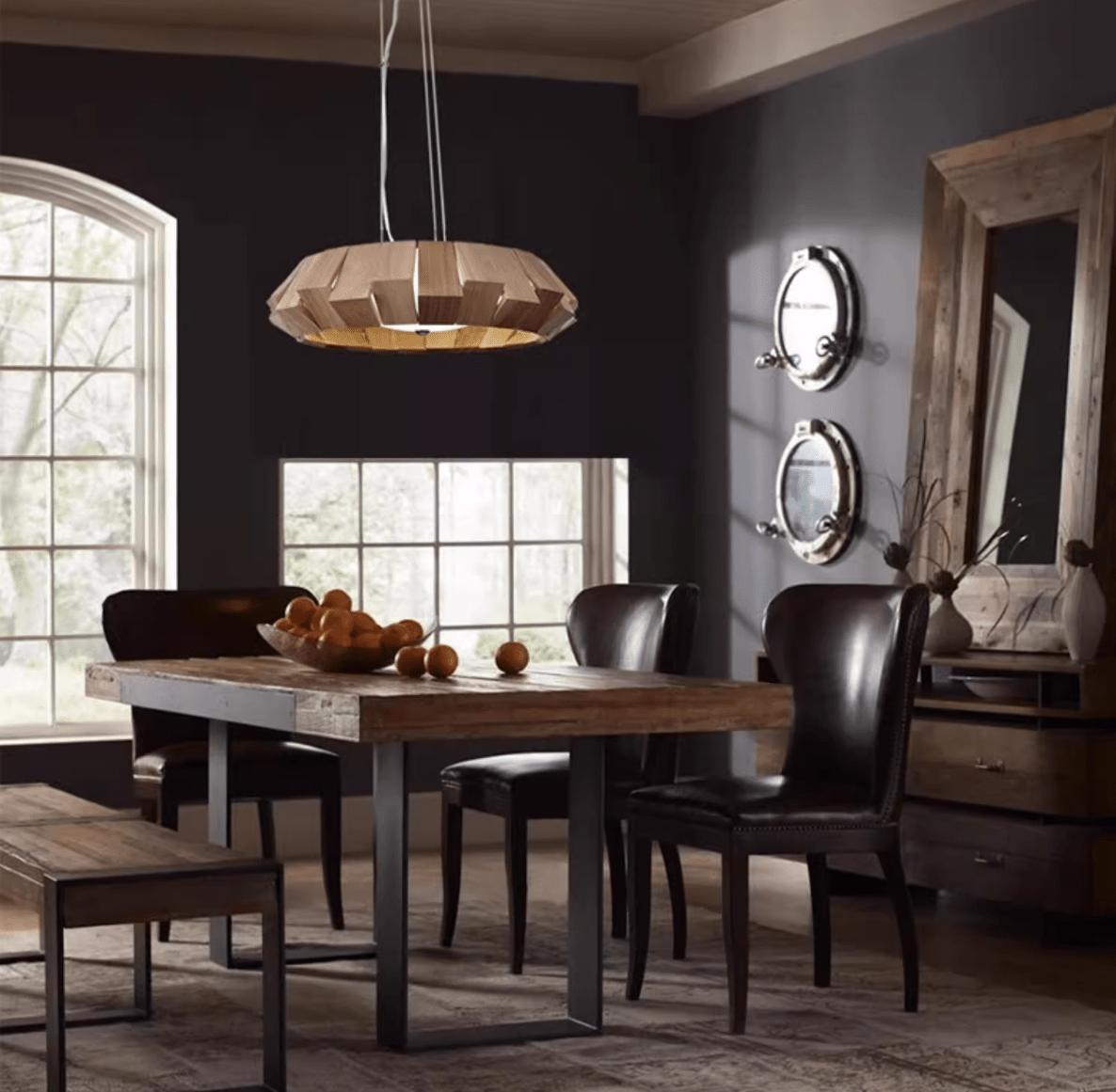 Artisan Wood Ring Chandelier with Integrated LED