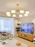 Modern Gold and White Globe Chandelier for Living and Dining Rooms