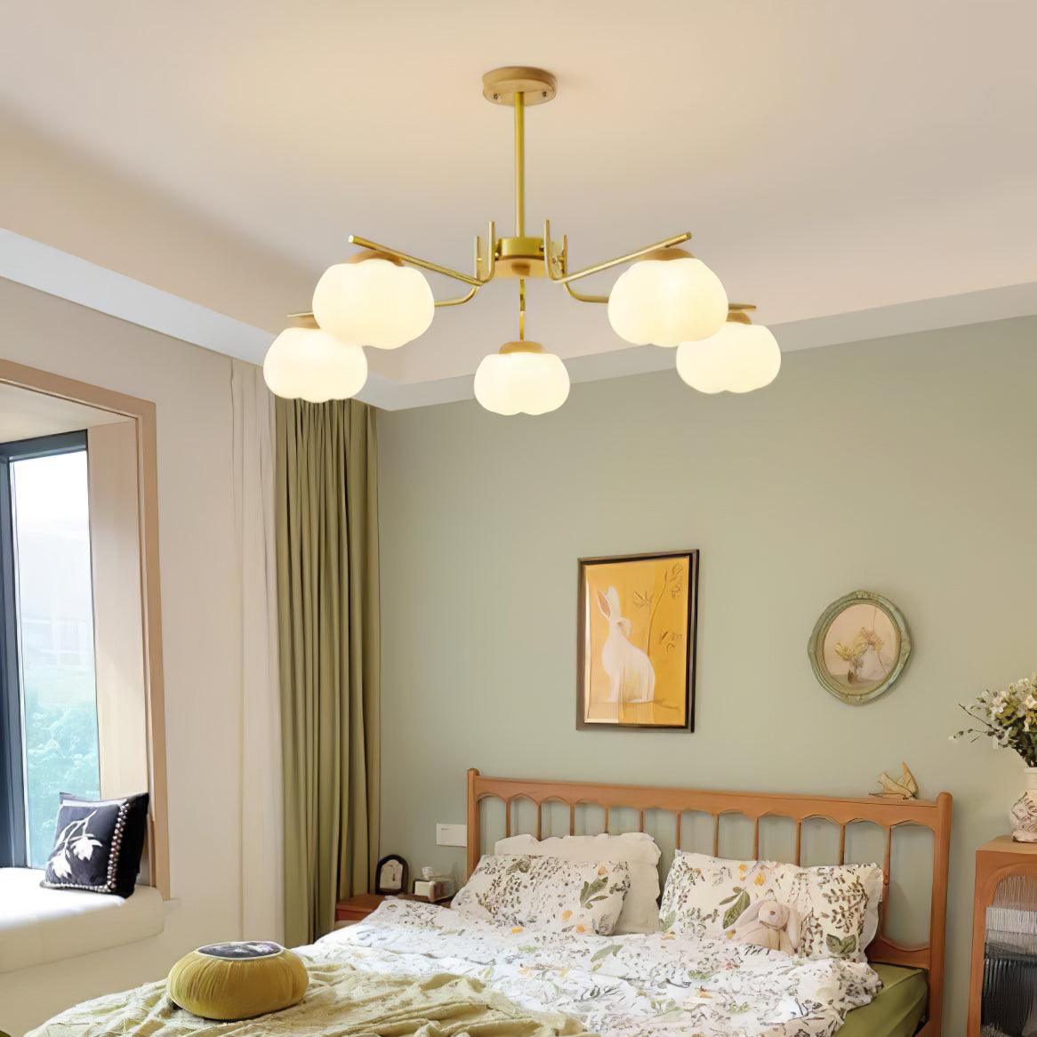 Modern Gold and White Globe Chandelier for Living and Dining Rooms