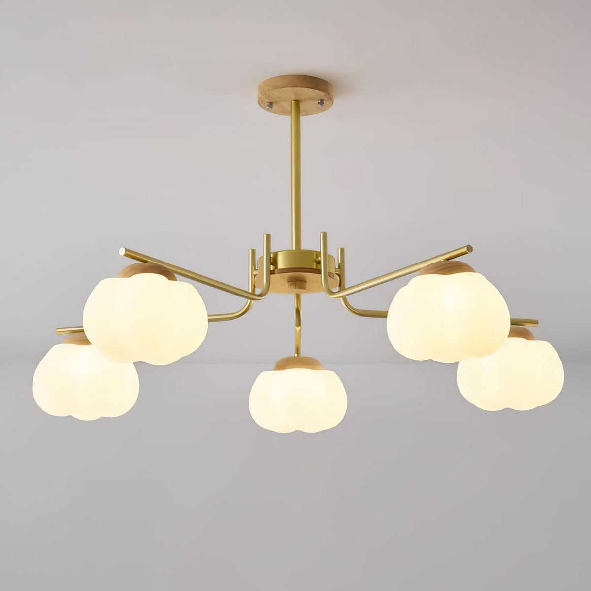 Modern Gold and White Globe Chandelier for Living and Dining Rooms