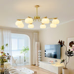 Modern Gold and White Globe Chandelier for Living and Dining Rooms