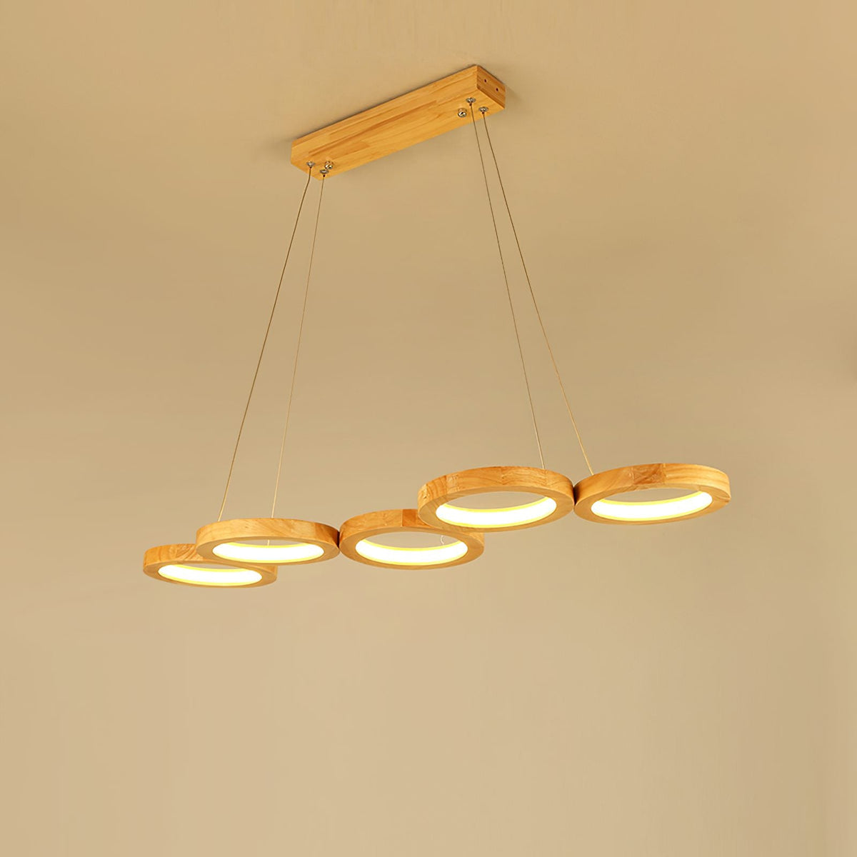 Wooden Multi Ring Pendant Light