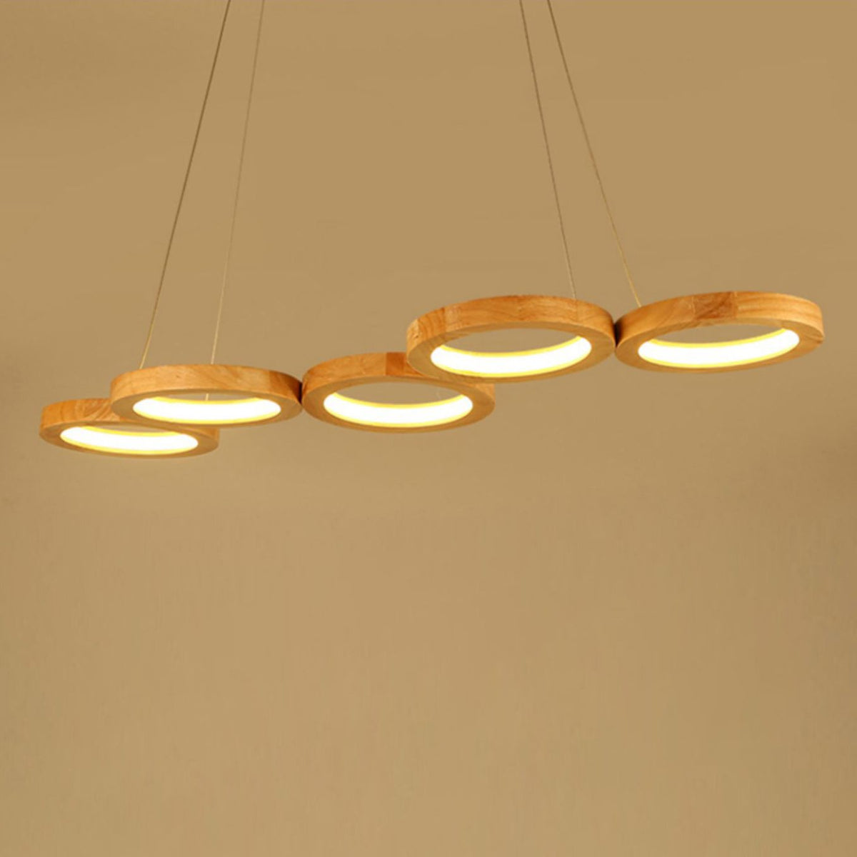 Wooden Multi Ring Pendant Light
