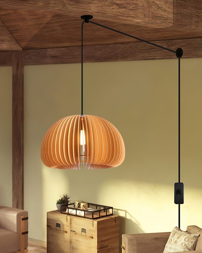 Artisan Wooden Pumpkin Swag Pendant Light for Cozy Interiors