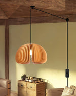 Artisan Wooden Pumpkin Swag Pendant Light for Cozy Interiors