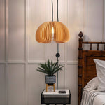 Artisan Wooden Pumpkin Swag Pendant Light for Cozy Interiors