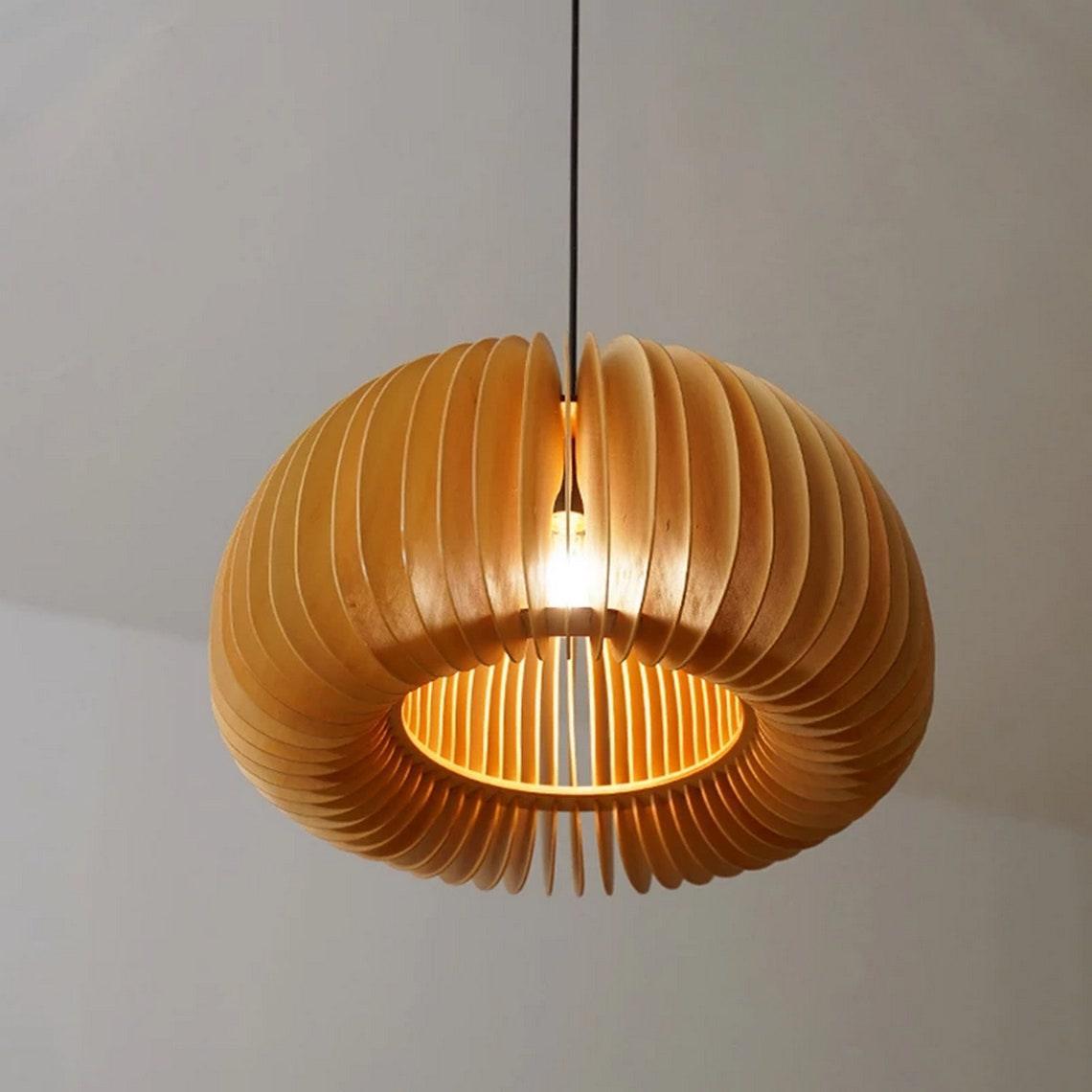 Artisan Wooden Pumpkin Swag Pendant Light for Cozy Interiors