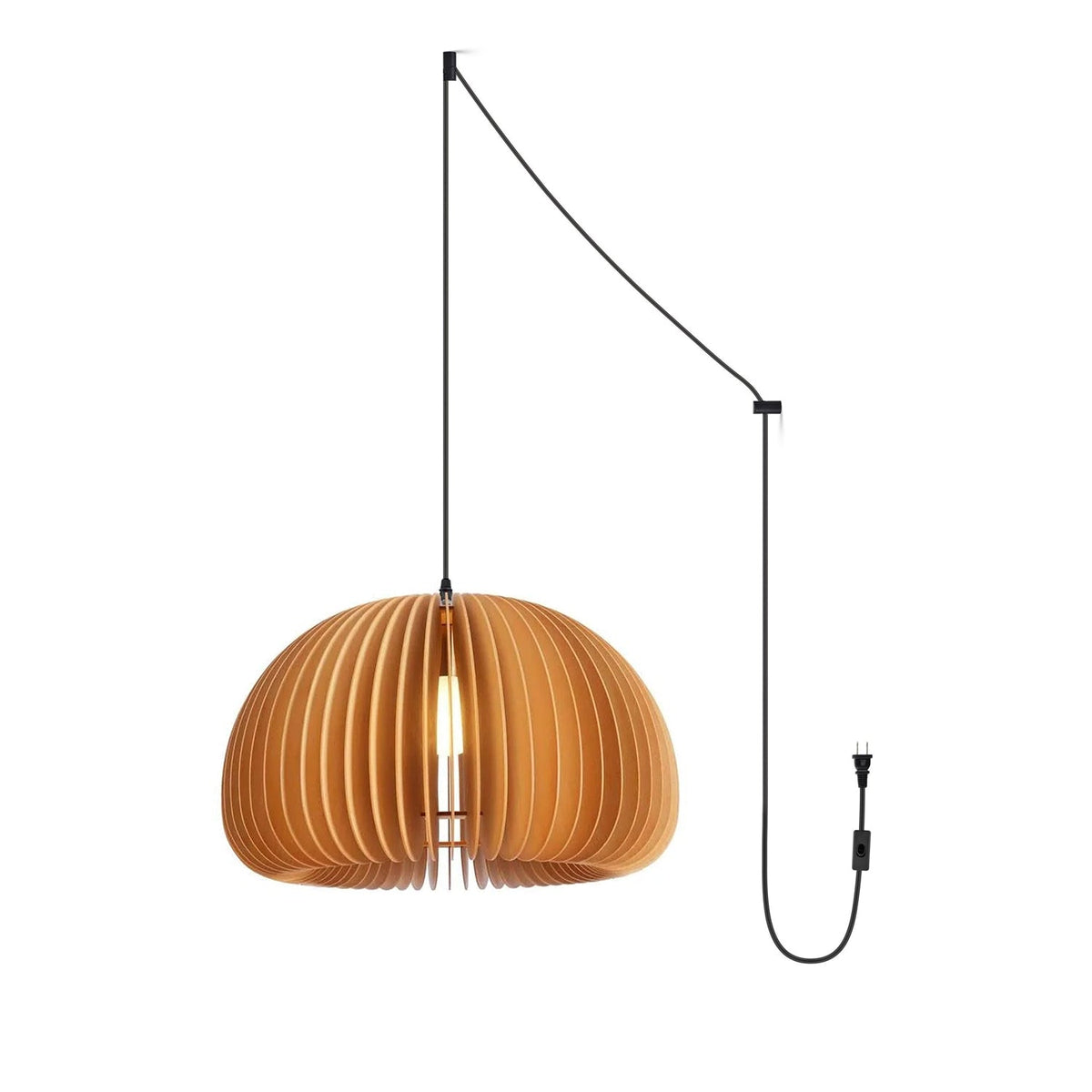 Artisan Wooden Pumpkin Swag Pendant Light for Cozy Interiors