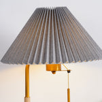 Pleated Retro Wooden Table Lamp with Brass Accents