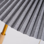 Pleated Retro Wooden Table Lamp with Brass Accents