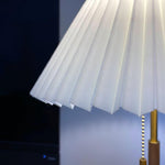 Pleated Retro Wooden Table Lamp with Brass Accents