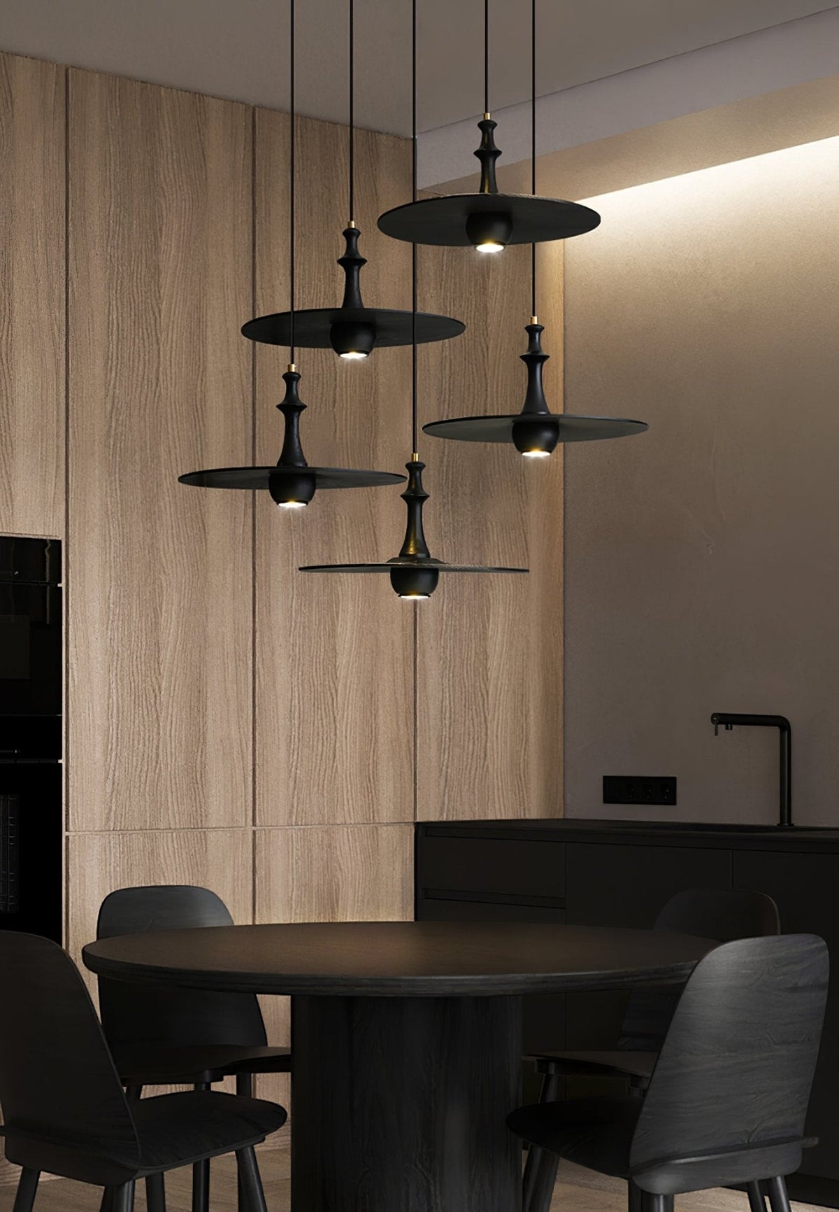 Wooden Spin Pendant Light – Modern Natural Wood Hanging Lamp for Dining Room & Living Room