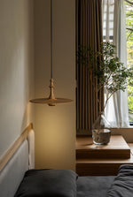 Wooden Spin Pendant Light – Modern Natural Wood Hanging Lamp for Dining Room & Living Room