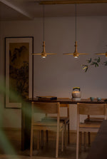 Wooden Spin Pendant Light – Modern Natural Wood Hanging Lamp for Dining Room & Living Room