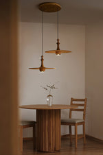 Wooden Spin Pendant Light – Modern Natural Wood Hanging Lamp for Dining Room & Living Room