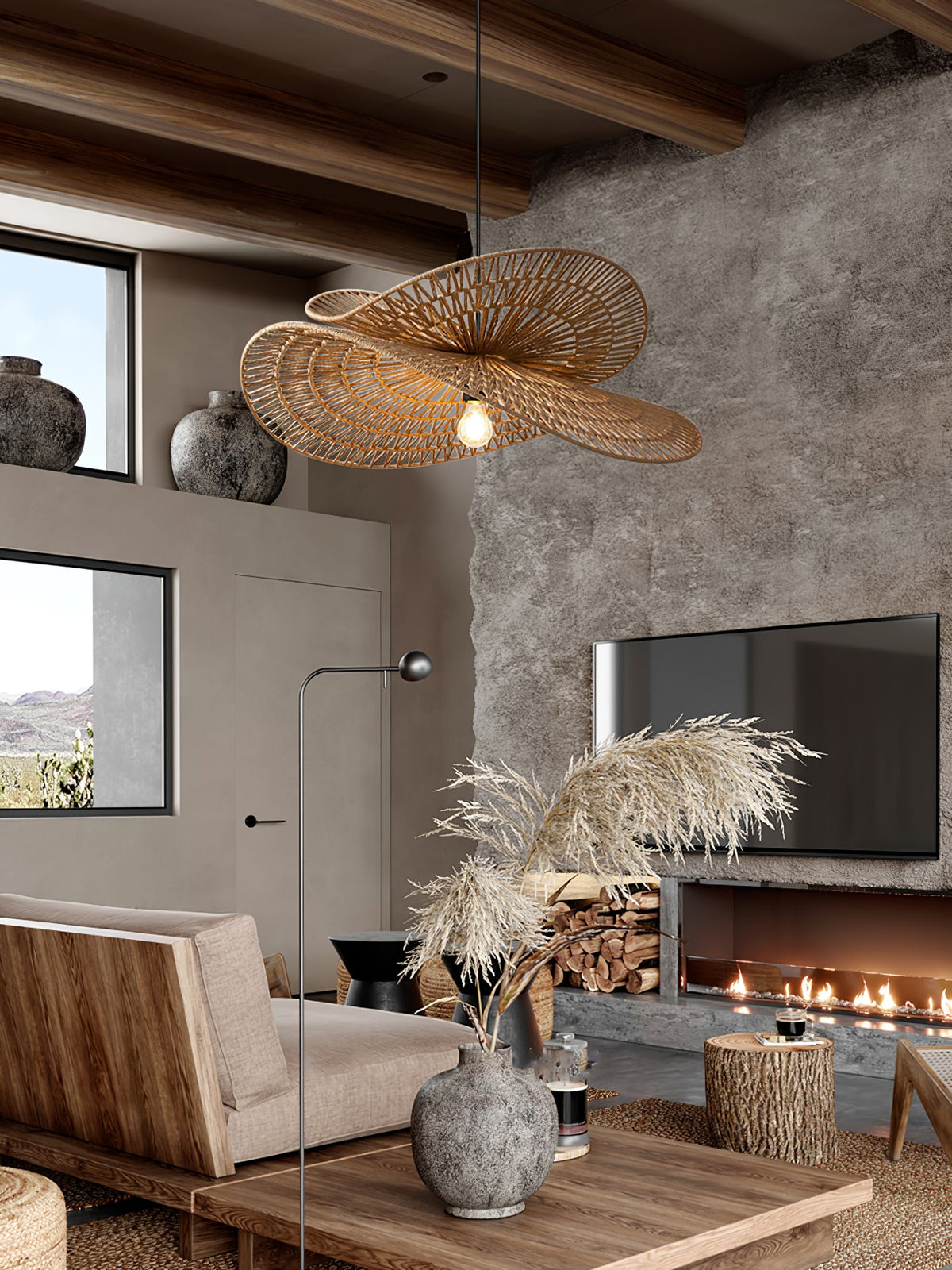 Woven Breeze Pendant Light – Natural Hemp Rope & Metal, Bohemian Modern Ceiling Lamp