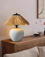 Keramik-Tischlampe mit Geflechtmuster