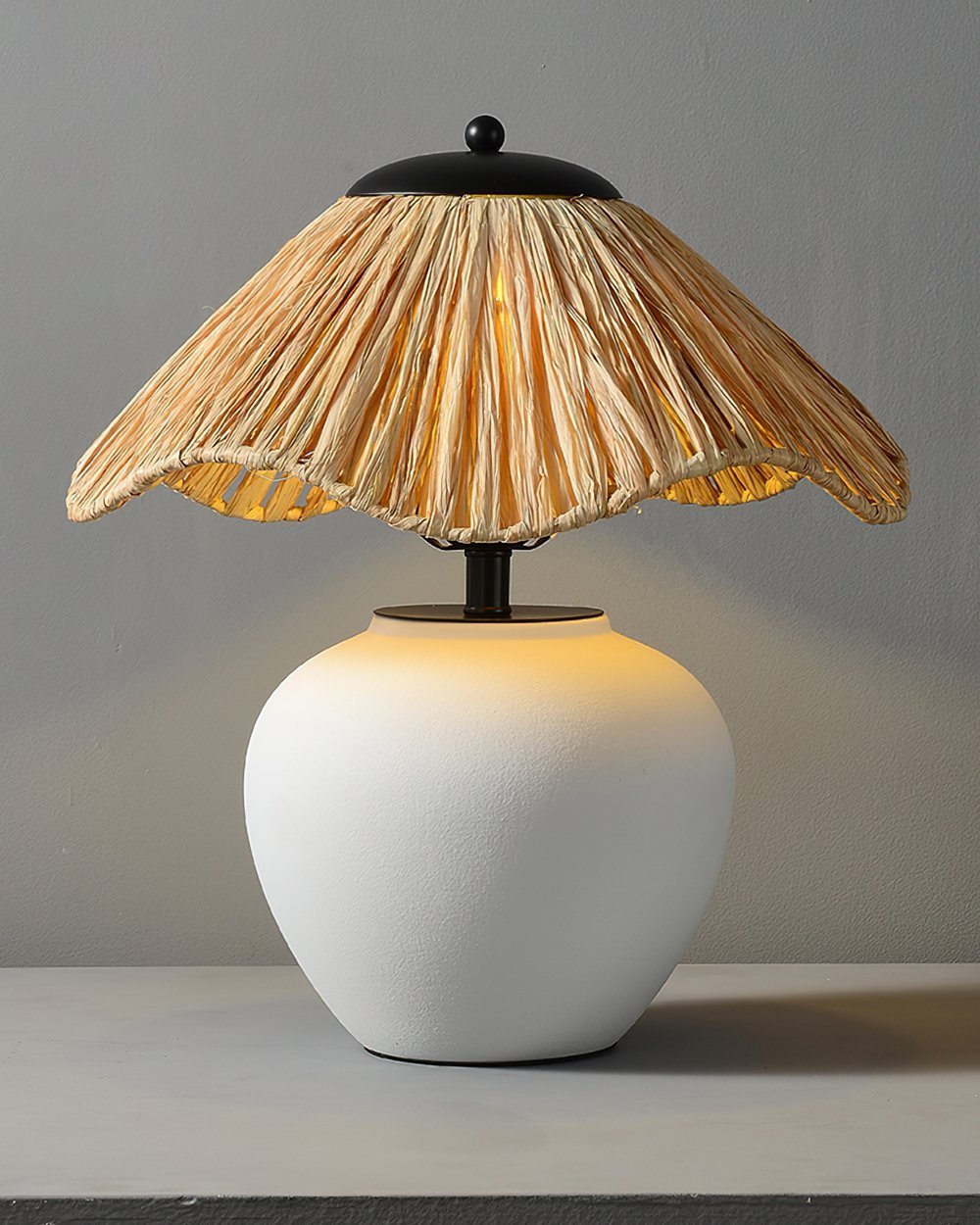 Keramik-Tischlampe mit Geflechtmuster