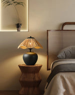 Keramik-Tischlampe mit Geflechtmuster
