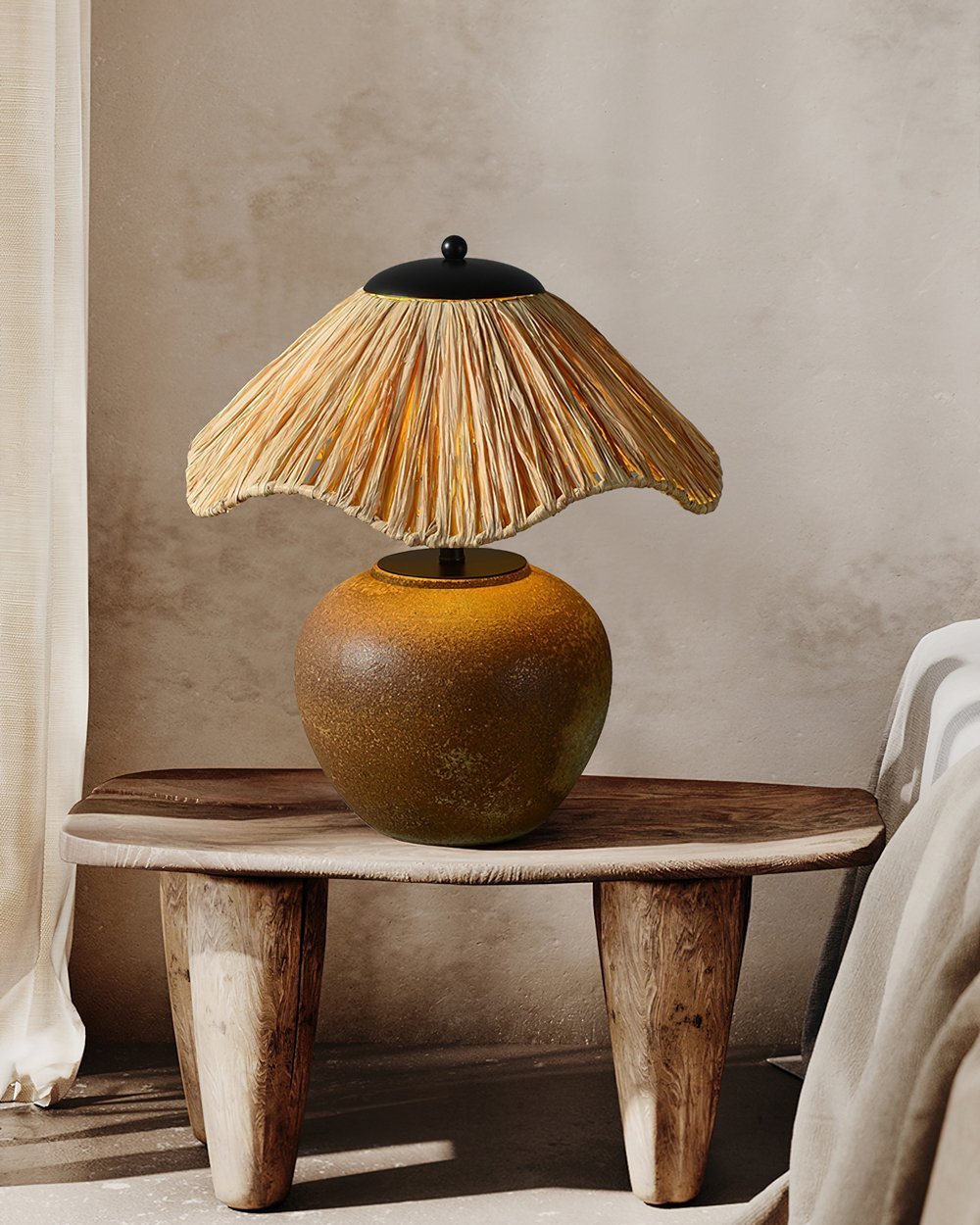 Keramik-Tischlampe mit Geflechtmuster