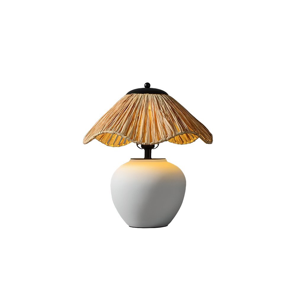 Keramik-Tischlampe mit Geflechtmuster
