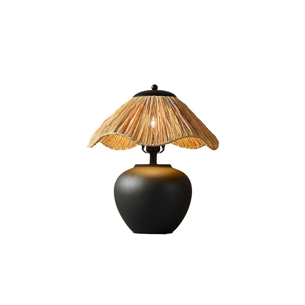 Keramik-Tischlampe mit Geflechtmuster