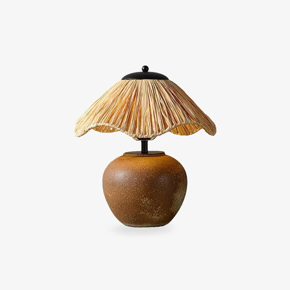Keramik-Tischlampe mit Geflechtmuster