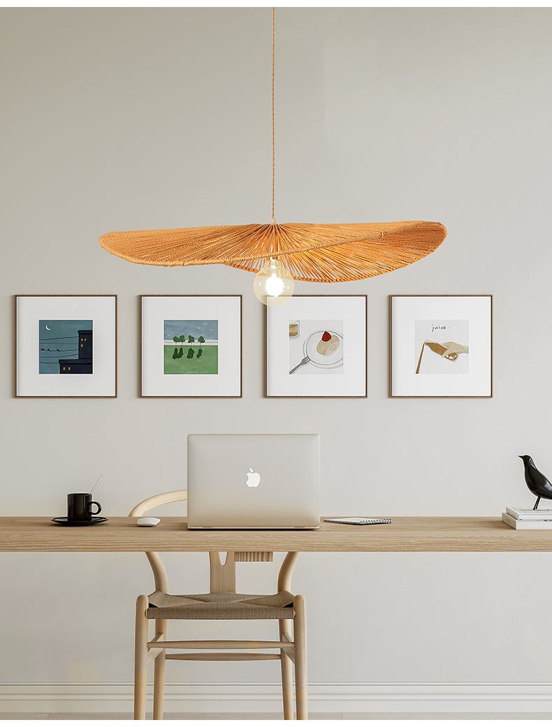 Artisan Woven Rattan Leaf Pendant Light for Dining and Living Spaces