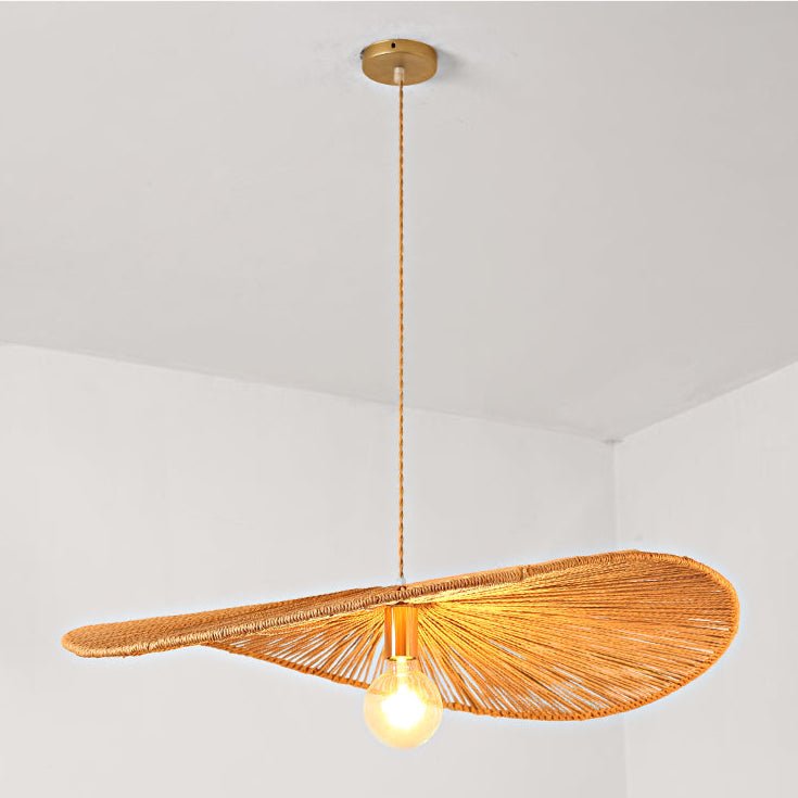 Artisan Woven Rattan Leaf Pendant Light for Dining and Living Spaces