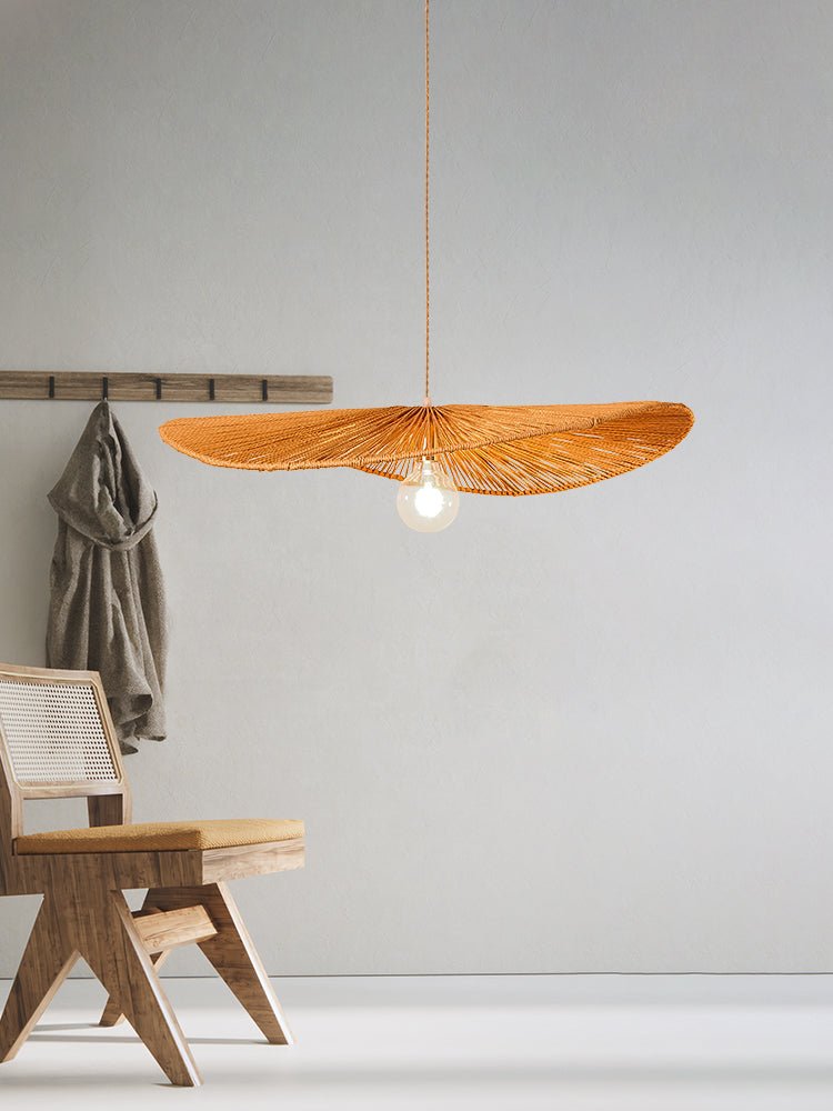 Artisan Woven Rattan Leaf Pendant Light for Dining and Living Spaces