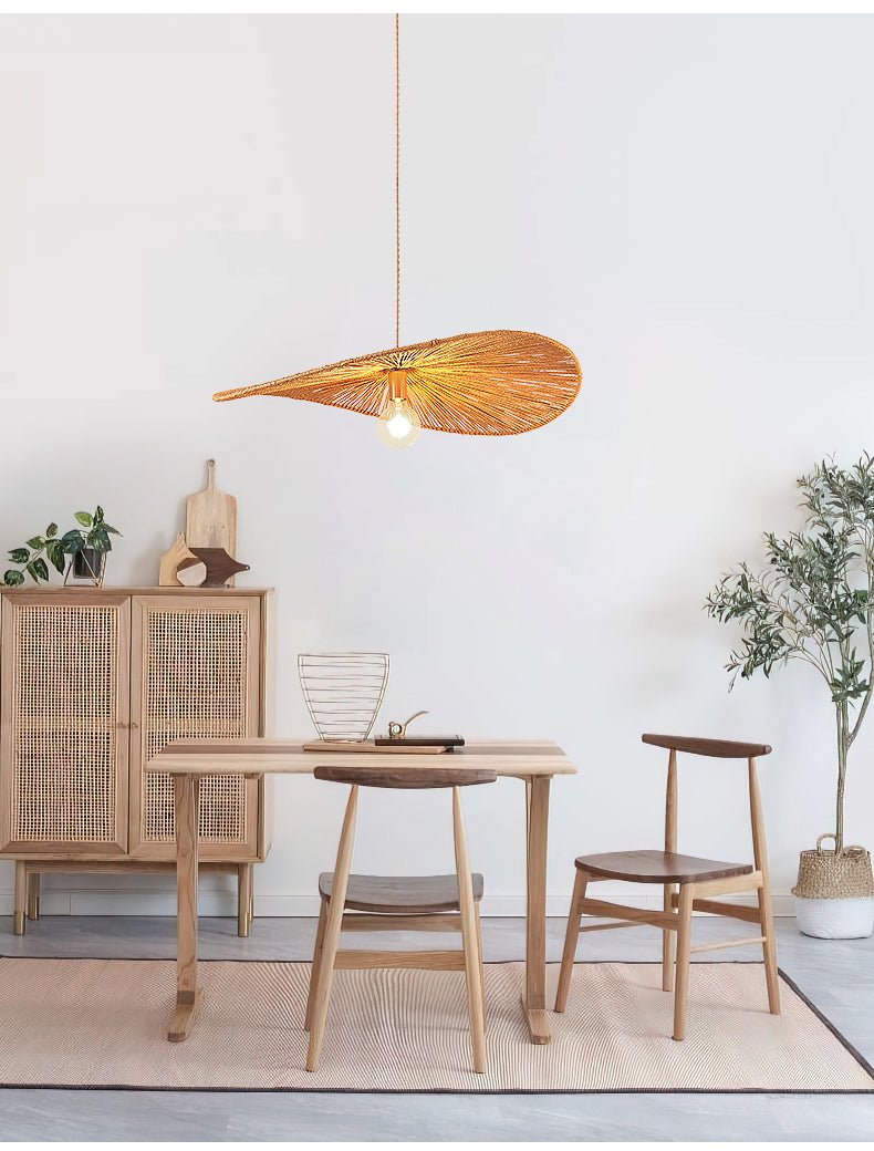 Artisan Woven Rattan Leaf Pendant Light for Dining and Living Spaces