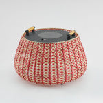 Solara Weave Solar-Powered Outdoor Lantern with Woven Red Shade