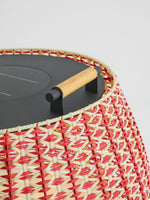 Solara Weave Solar-Powered Outdoor Lantern with Woven Red Shade