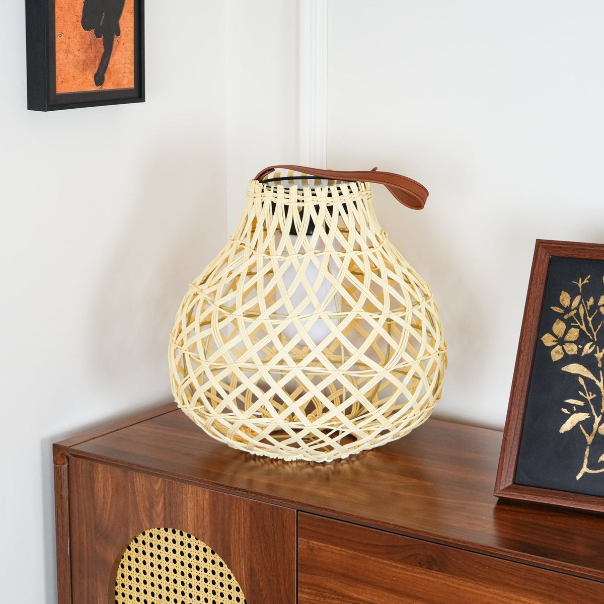 Woven Sphere Solar Lantern Outdoor Lamp