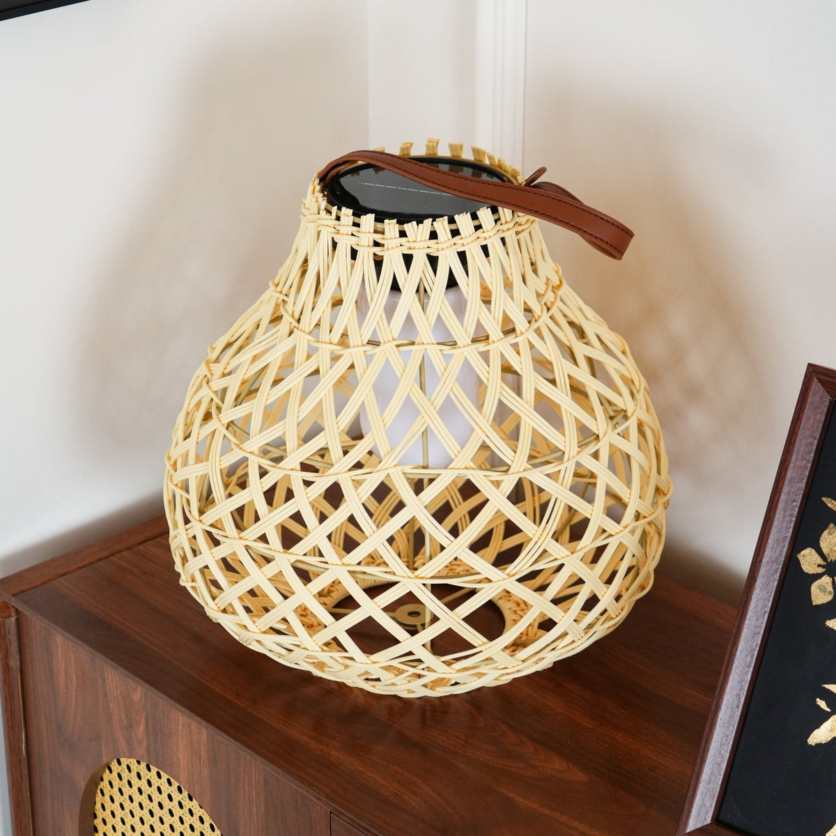 Woven Sphere Solar Lantern Outdoor Lamp