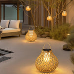 Woven Sphere Solar Lantern Outdoor Lamp