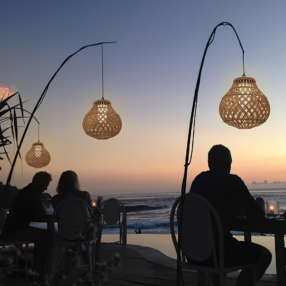 Woven Sphere Solar Lantern Outdoor Lamp