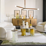 Wrapped Linear Chandelier in Brass and Leather – Modern Mid-Century Pendant Light
