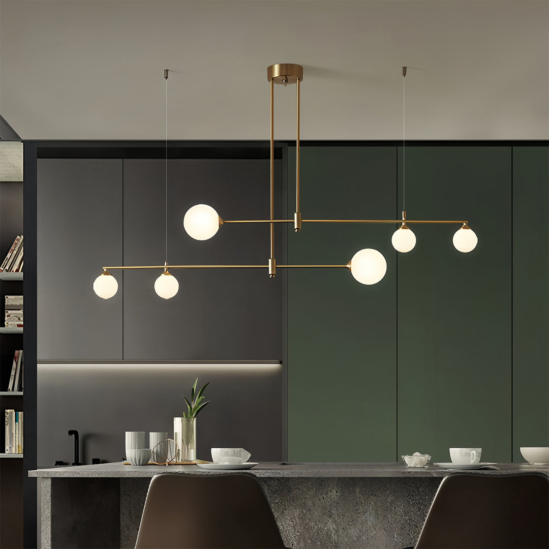 Bubble Glass Pendant Light in Brass for Modern Dining and Kitchen Island