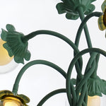 Verdant French Floral Table Lamp with Seven Hand-Bent Iron Branches