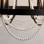 French Pearl Wrought Iron Chandelier with Adjustable Chain
