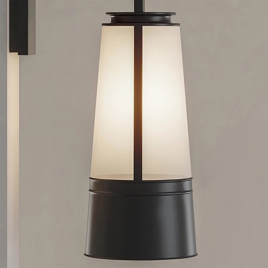 Modern Black LED Wall Sconce with Glass Shade for Bedroom Reading