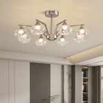 Sputnik Semi Flush Ceiling Light in Sand Nickel with Glass Shades