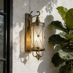 European Retro Outdoor Wall Sconce in Copper with Clear Glass Shade