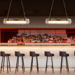Linear Industrial Pendant Light with Glass Shade, Adjustable Chain